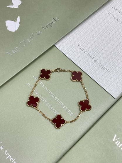 Van Cleef & Arpels carnelian five-flower bracelet