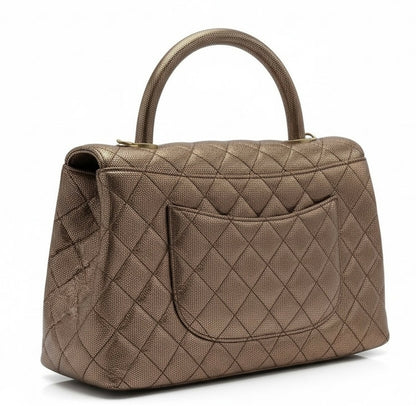 Chanel 19A Medium Coco Handle Metallic Copper Caviar Timeless Bag