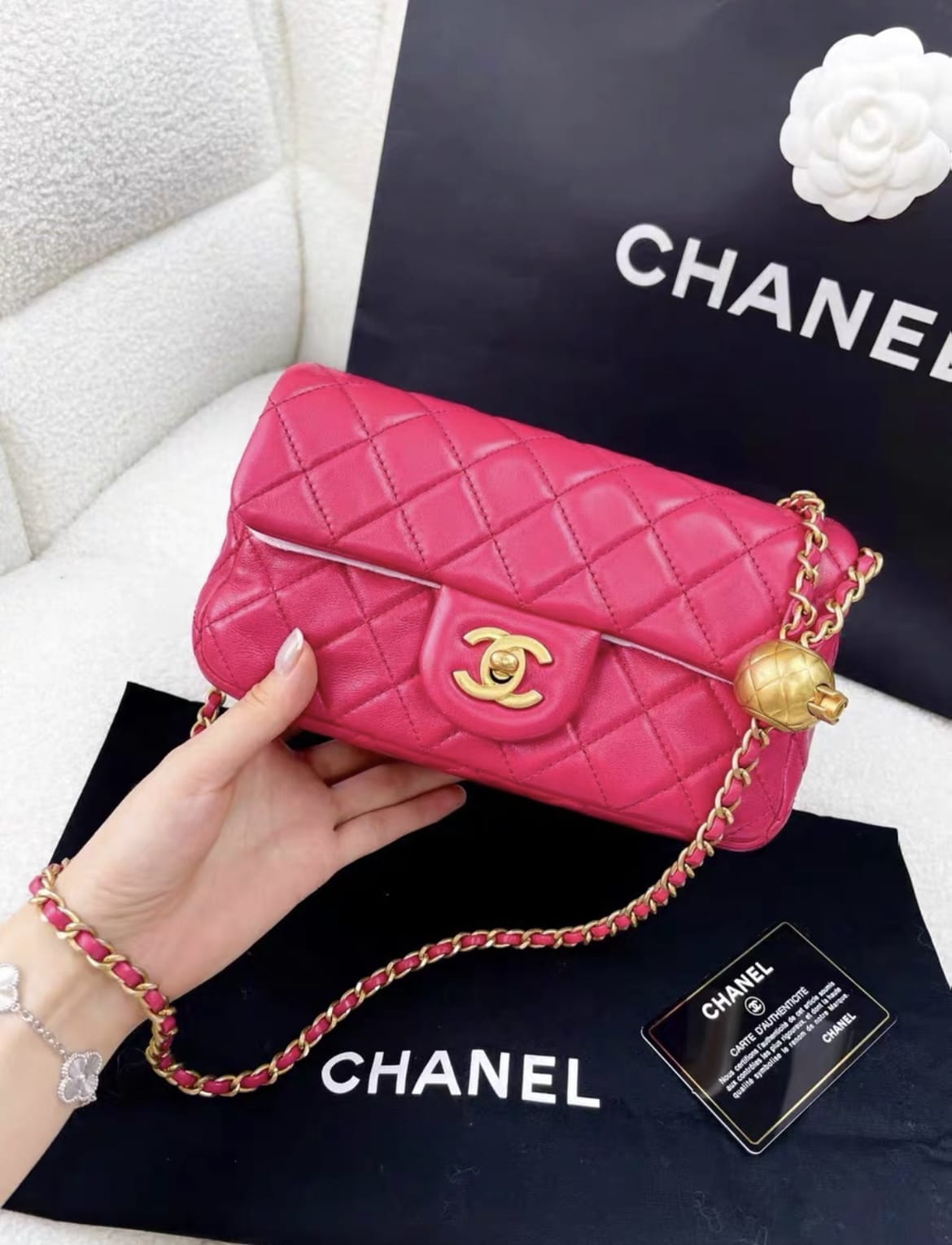 CHANEL Chanel rose red gold ball cf large mini chain bag - Large mini Crossbody Bag - Used fashion item from Wararni