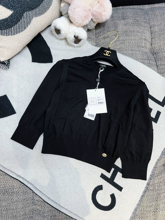 Chanel 20A Black Knit Top