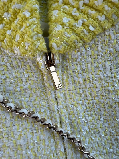 Chanel 2019 Beach Collection Yellow Sequined tweed Jacket
