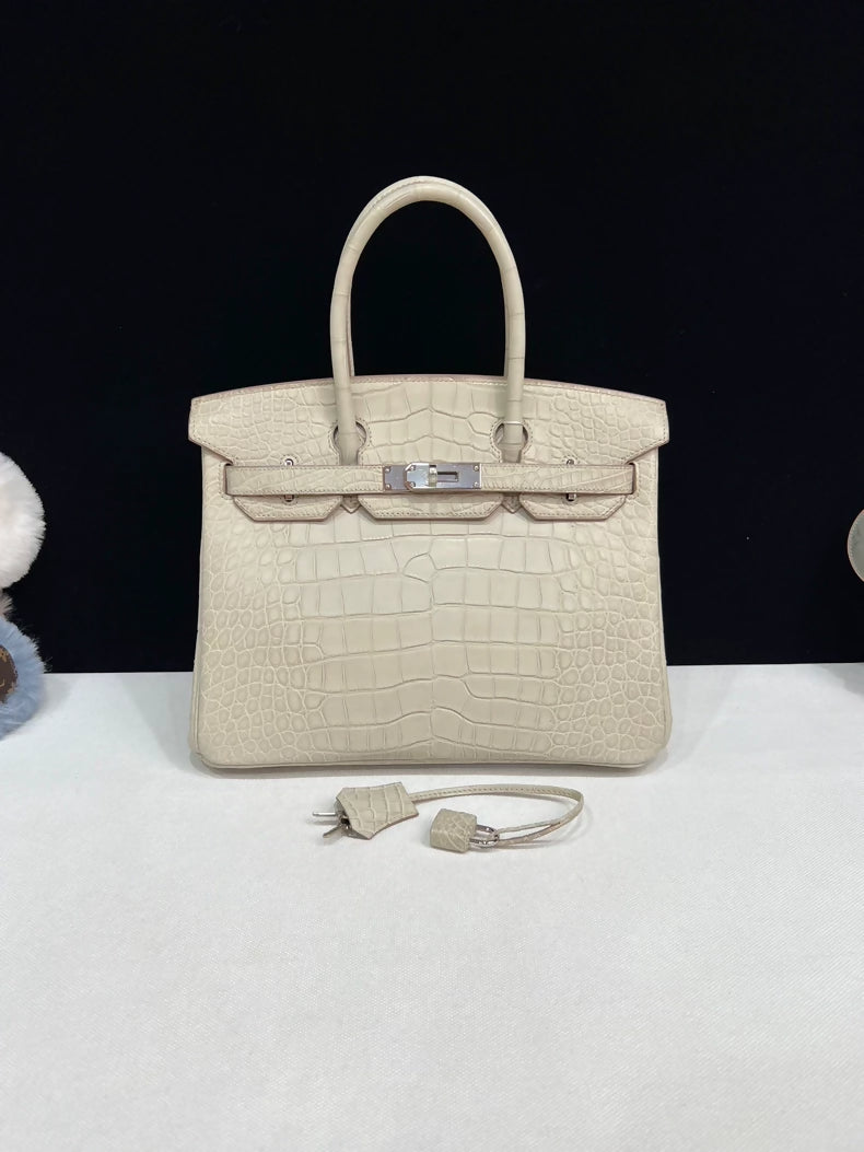 Hermes Birkin 30 Craie Crocodile Leather Palladium Hardware