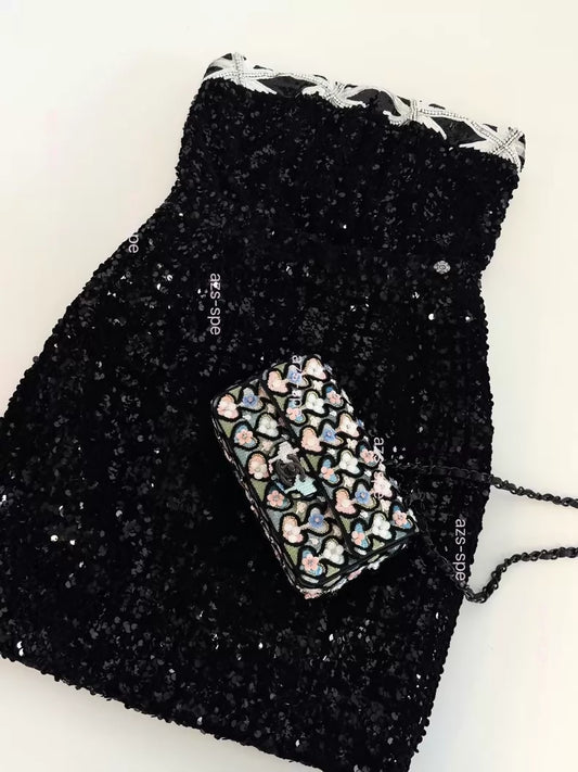 Chanel 24A Black Velvet Sequined dress