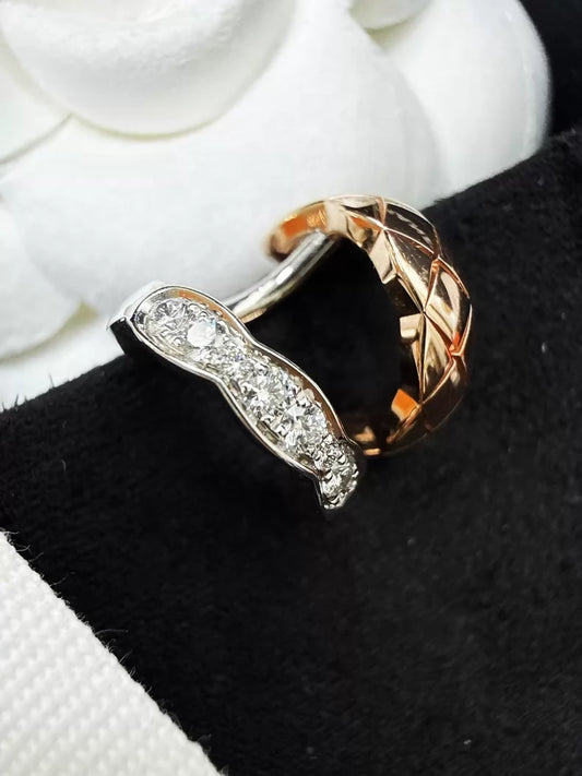 Chanel Coco Crush 18K Two-Tone Quilted Diamond-Set White Gold Single Earring