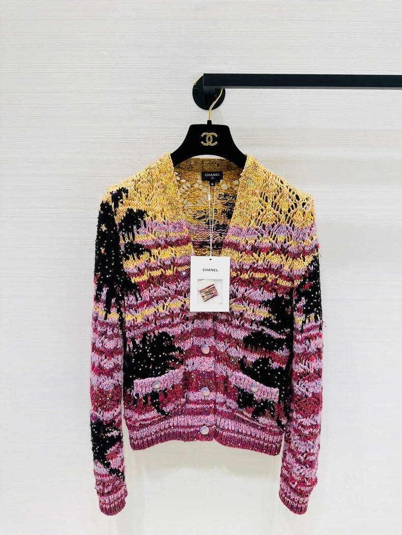 Chanel 24C cardigan multicolour sequined knit
