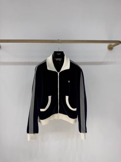 Celine black 
white velvet jacket