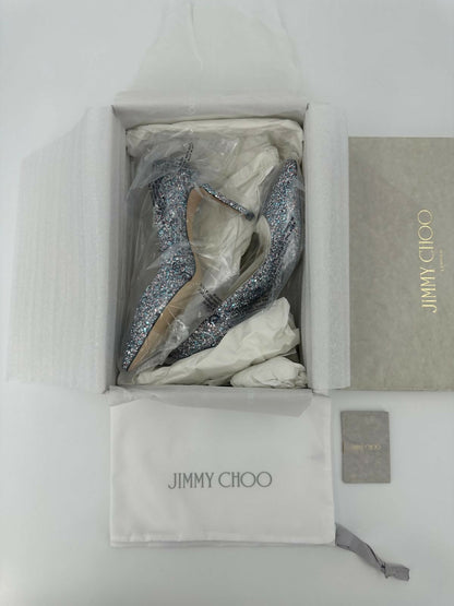 Jimmy Choo Romy Light Blue Multicolour Glitter Pumps Size 38.5