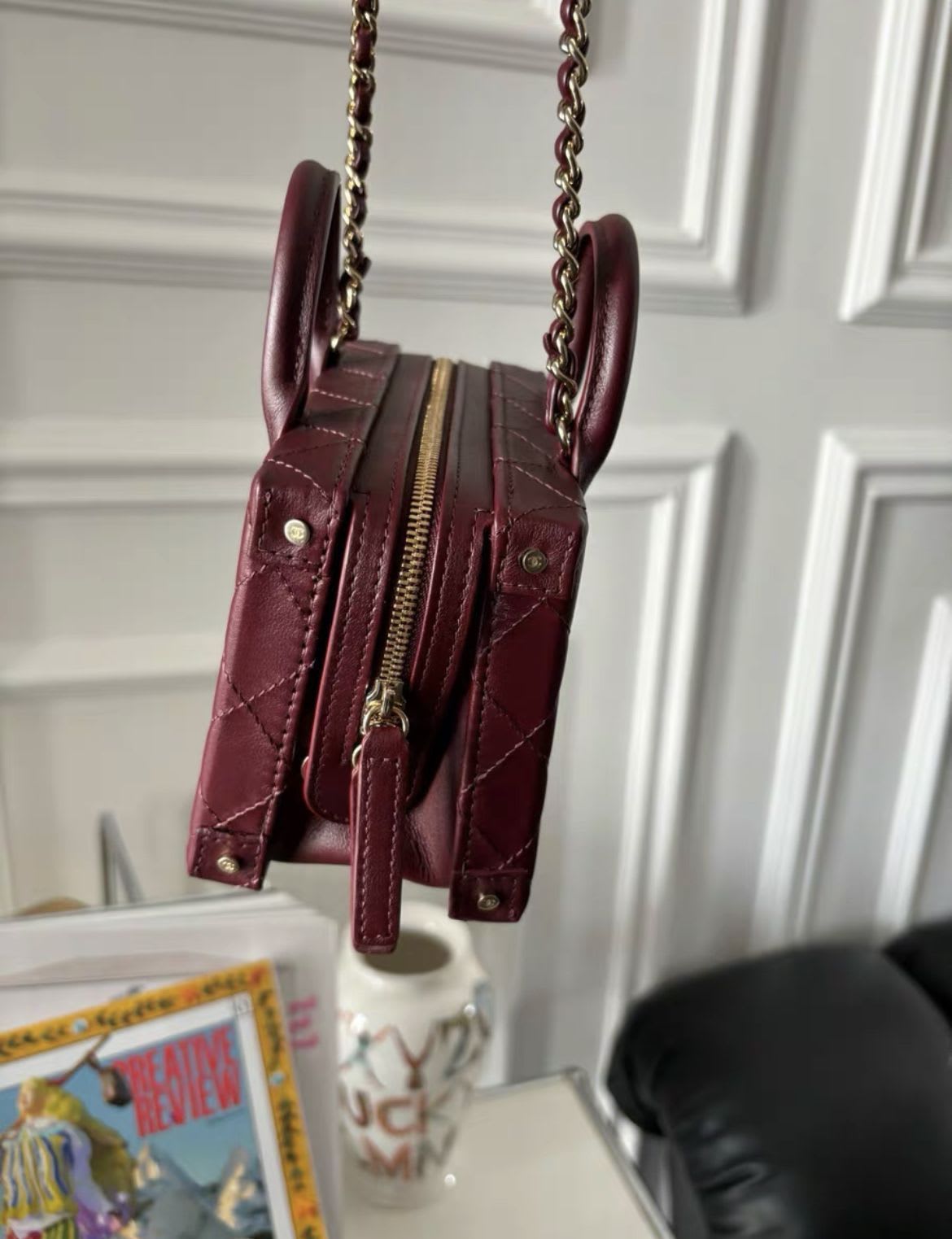 chanel22 burgundy box bags small size