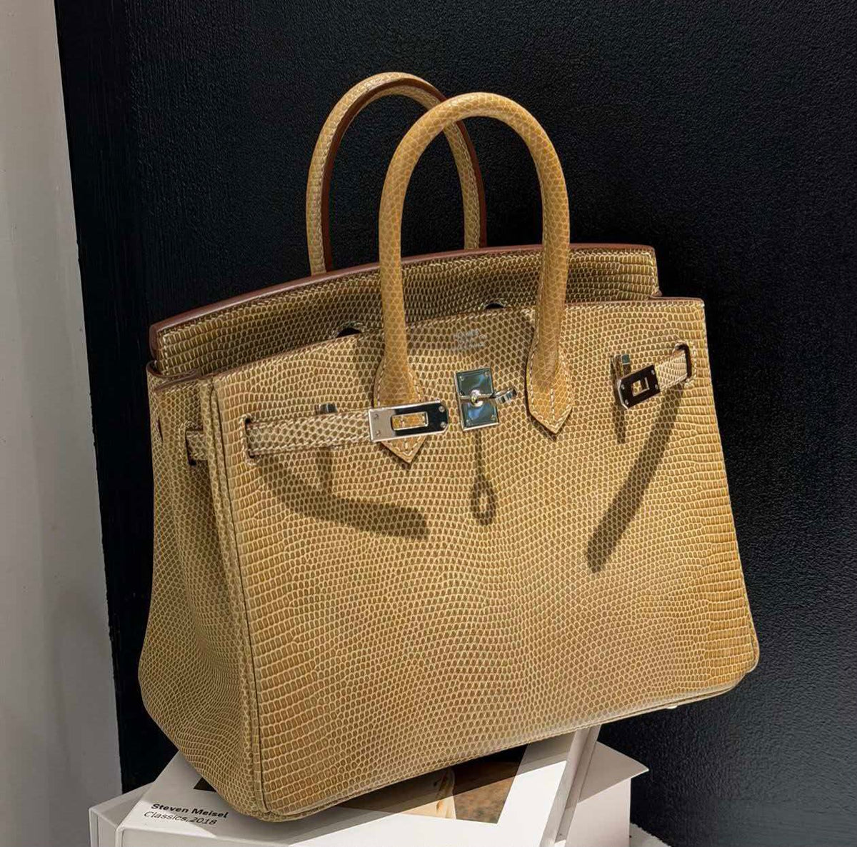 Hermes Birkin 25 ficelle lizard palladium hardware