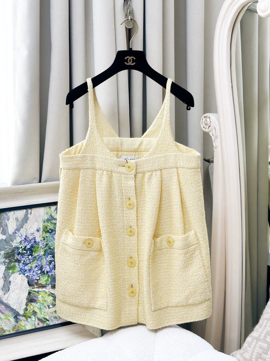 Chanel 19S light yellow woven  dress