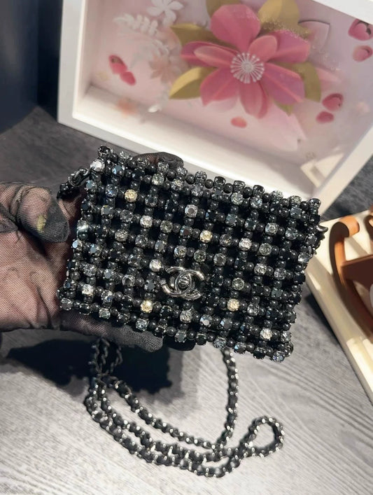 Chanel 22C black mini chain bag