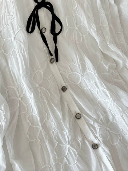Chanel camellia print white shirt