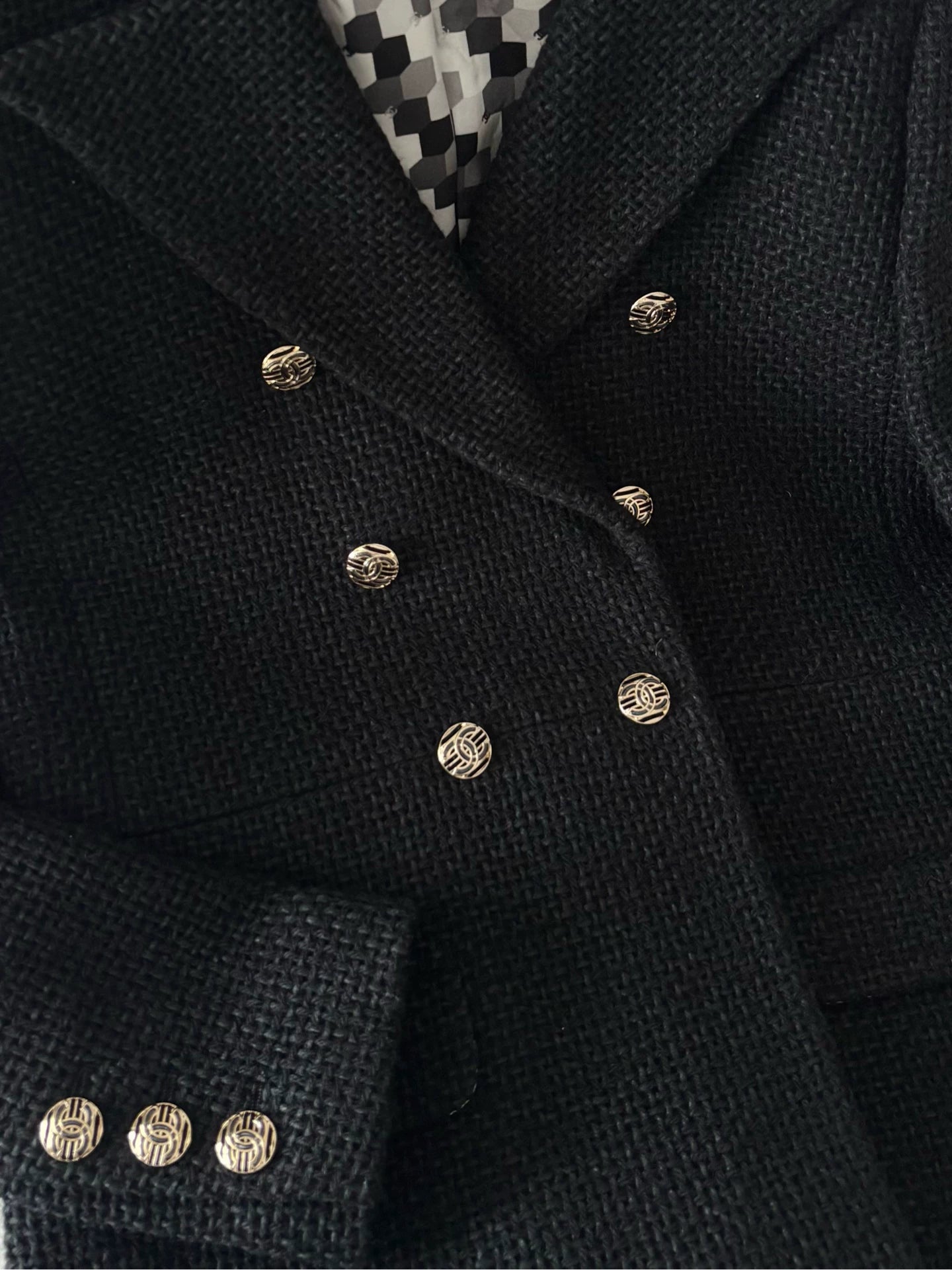 Chanel 21P Black Tweed Jacket