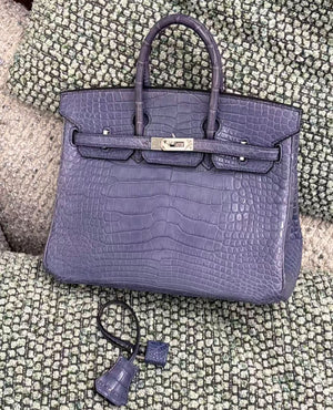 Hermes Birkin 25 blue Brighton matte alligator Palladium hardware (rare)