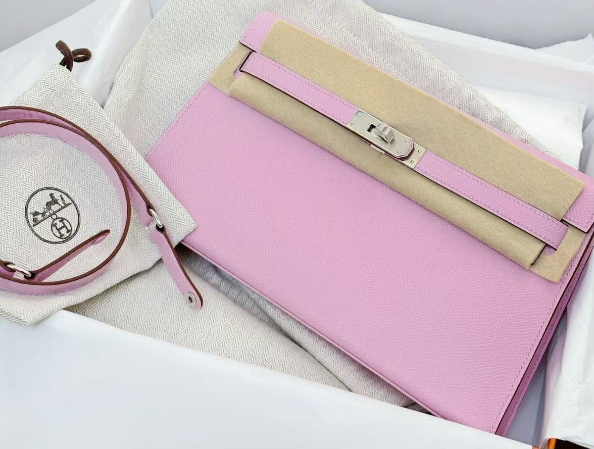 Hermes Kelly Elan Mauve Sylvestre Epsom Palladium hardware
