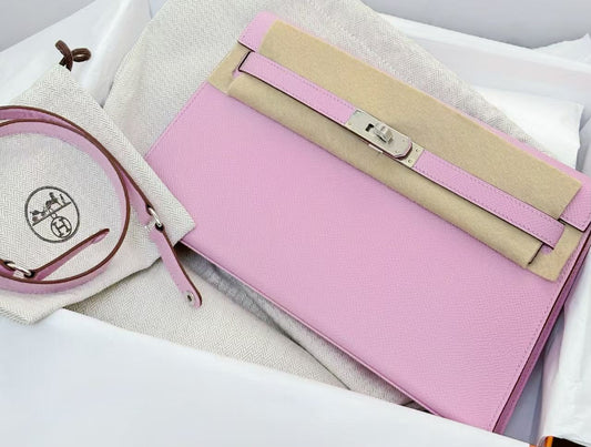 Hermes Kelly Elan Mauve Sylvestre Epsom Palladium hardware