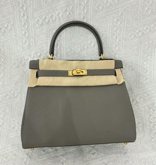 Hermes Kelly 25 Gris Meyer Togo Gold hardware