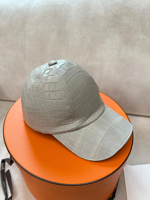 Hermes Riley Cap Aloe Mastic Matte Porosus hat