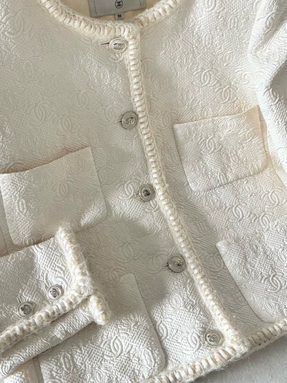 Chanel 21A White Castle Embossed Jacket