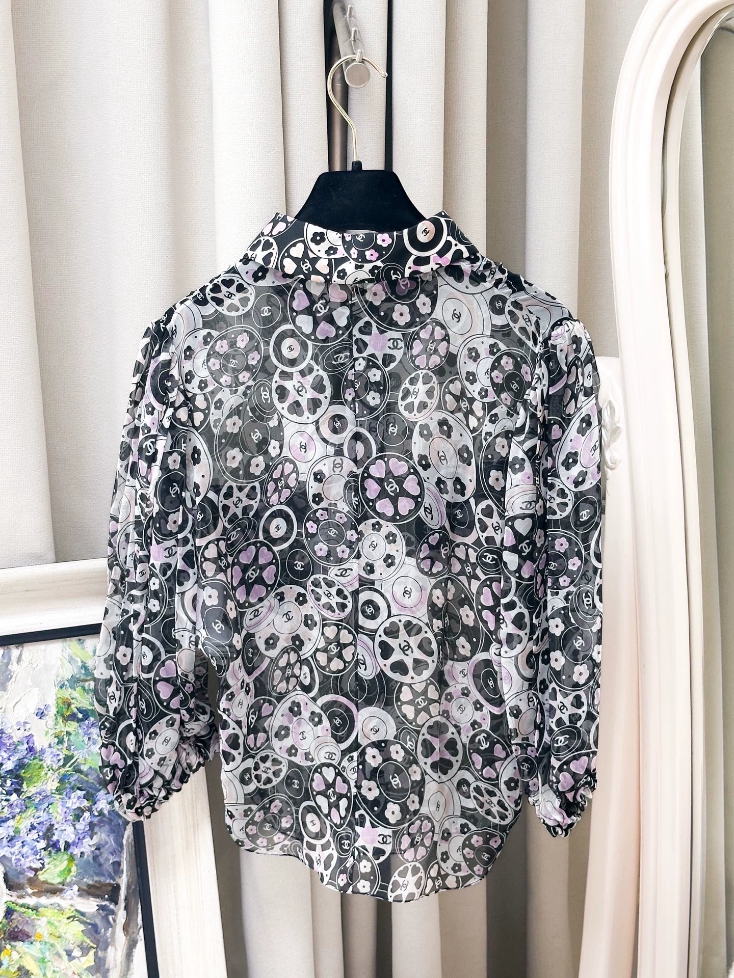 Chanel 24P black silk top