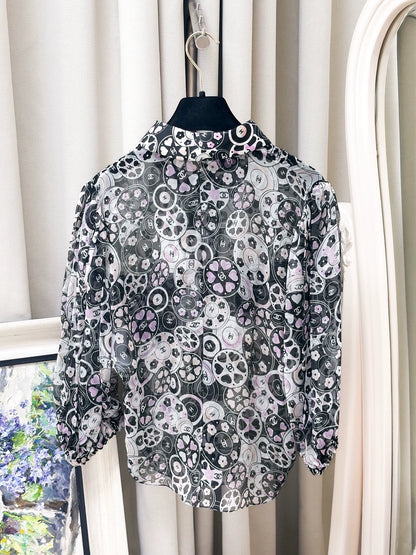 Chanel 24P black silk top