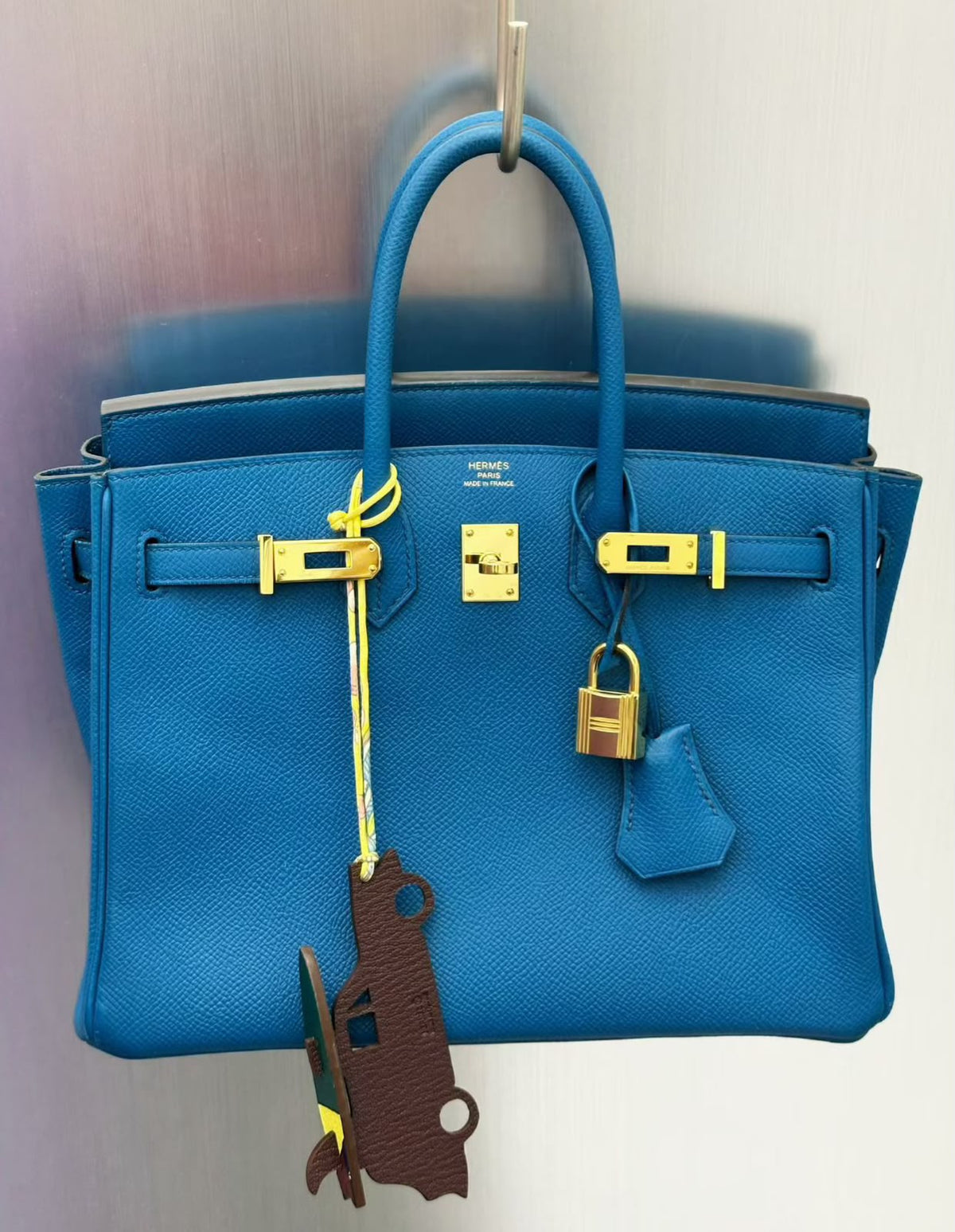 Hermes Birkin 25 Bleu Izmir Epsom Gold hardware