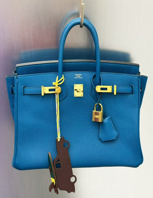 Hermes Birkin 25 Bleu Izmir Epsom Gold hardware