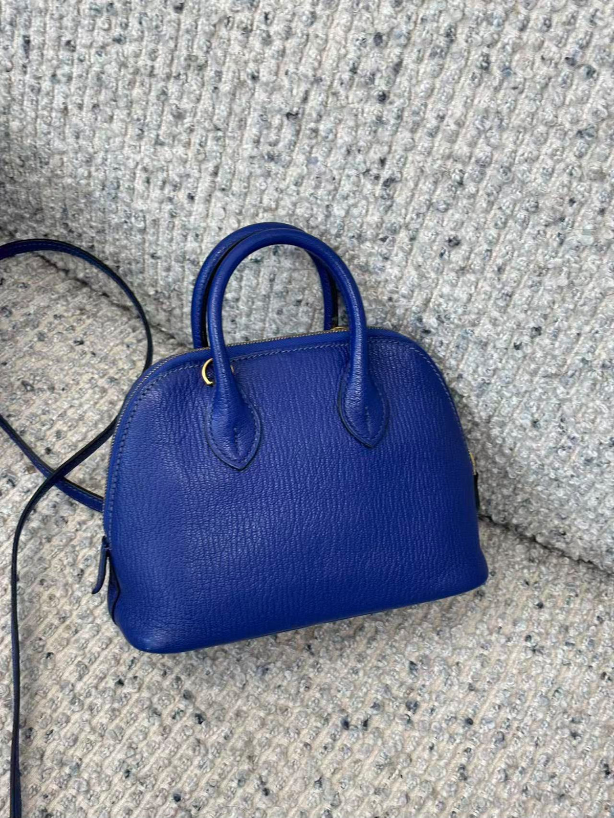 Hermes mini bolide blue electric Chevre mysore gold hardware
