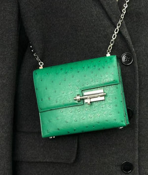 Hermes mini Verrou vert vertigo ostrich palladium hardware