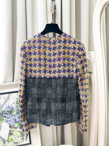 Chanel 22A pink, purple and yellow tweed jacket