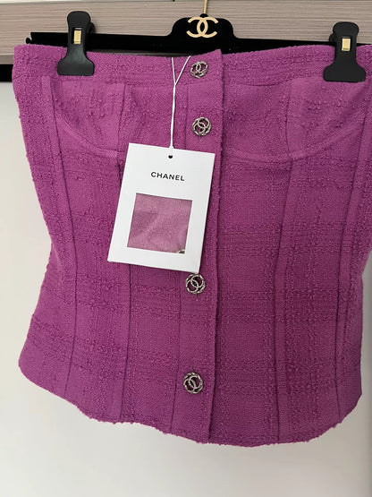 Chanel 23B purple strapless top