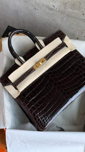 Hermes Birkin 25 Macassar Shiny Niloticus Gold hardware