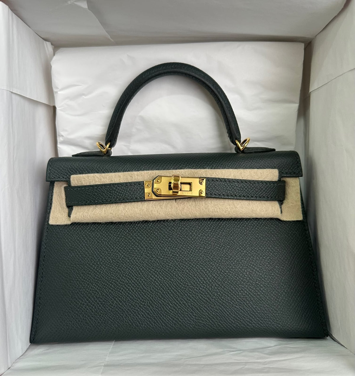 Hermes Mini Kelly 20 Vert Mangrove Epsom Gold hardware