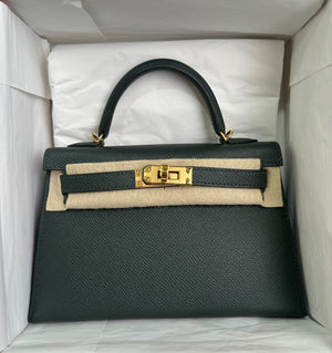 Hermes Mini Kelly 20 Vert Mangrove Epsom Gold hardware