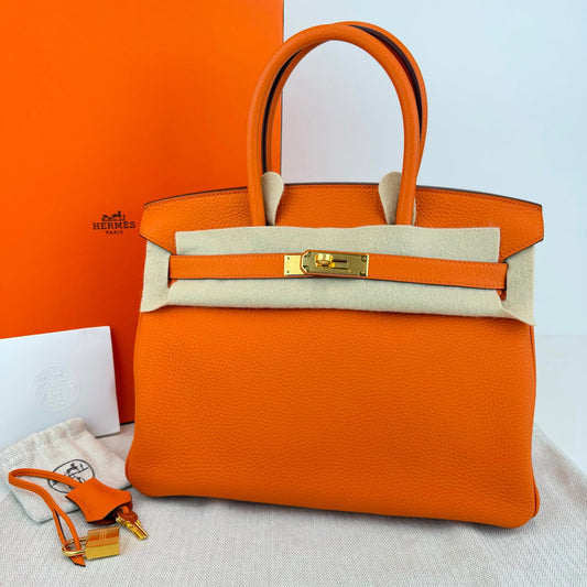 Hermes Birkin 30 Orange Togo Gold hardware