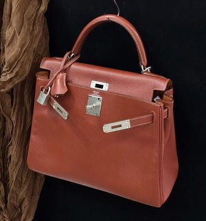 Hermes Kelly 28 Sienne Epsom Palladium hardware