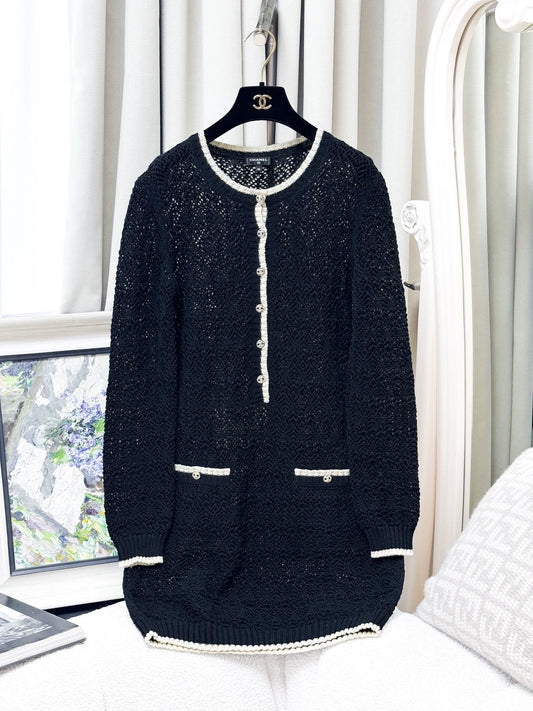 Chanel 24P black crochet dress