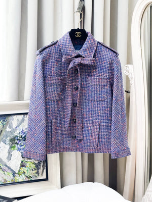 Chanel 38 blue-purple tweed jacket