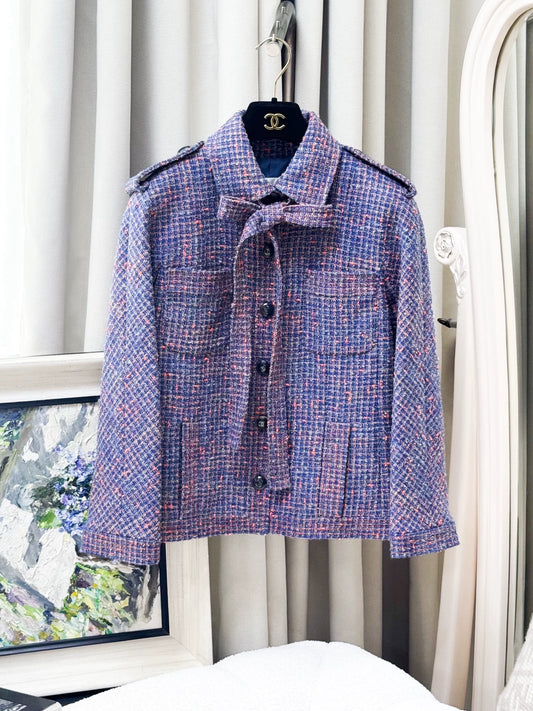 Chanel 38 blue-purple tweed jacket