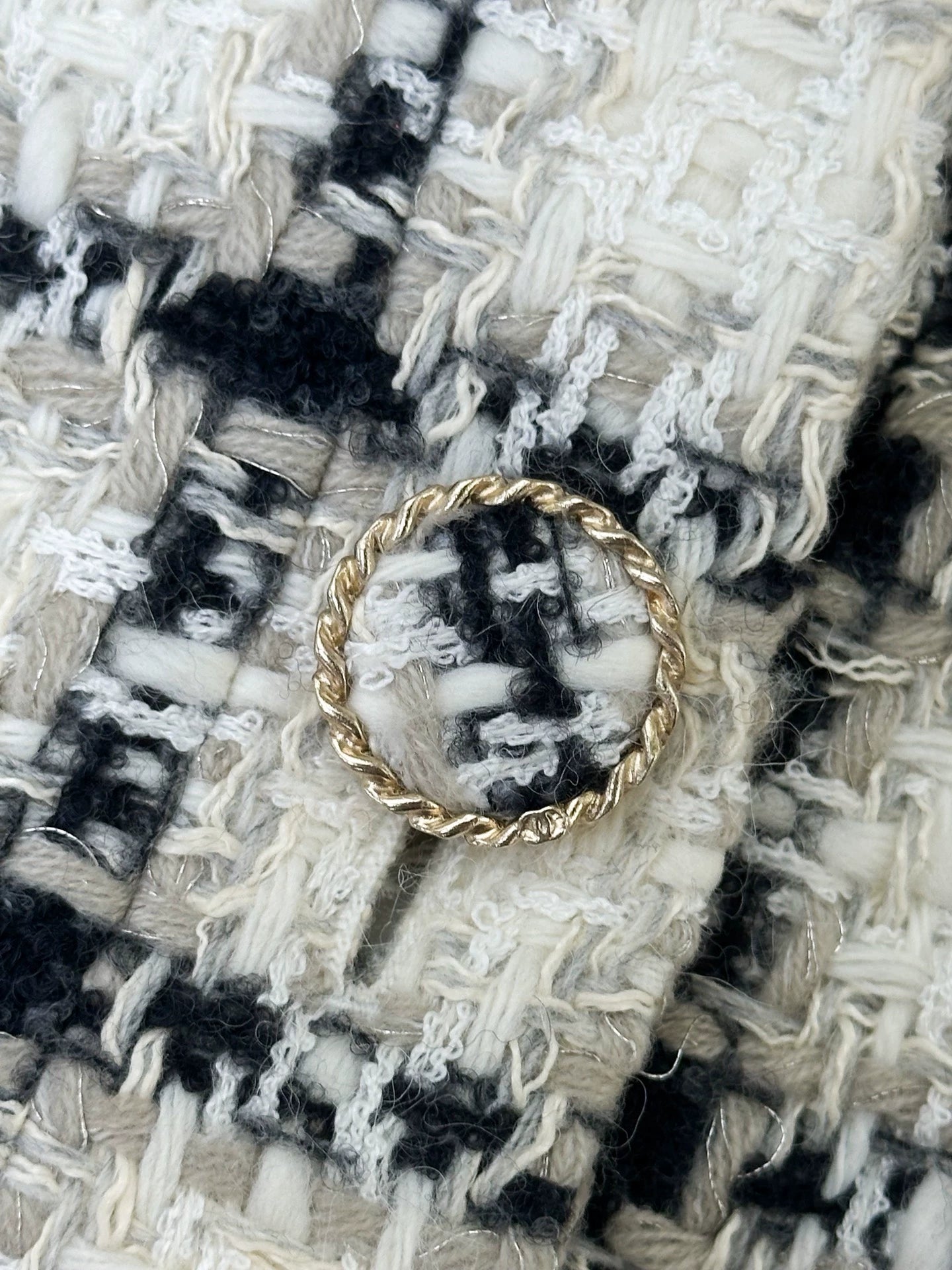 Chanel 19K white plaid tweed jacket