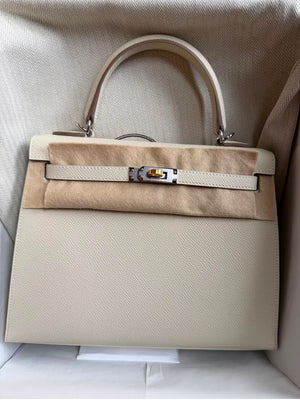 Hermes Kelly 25 Craie Epsom Electrum hardware