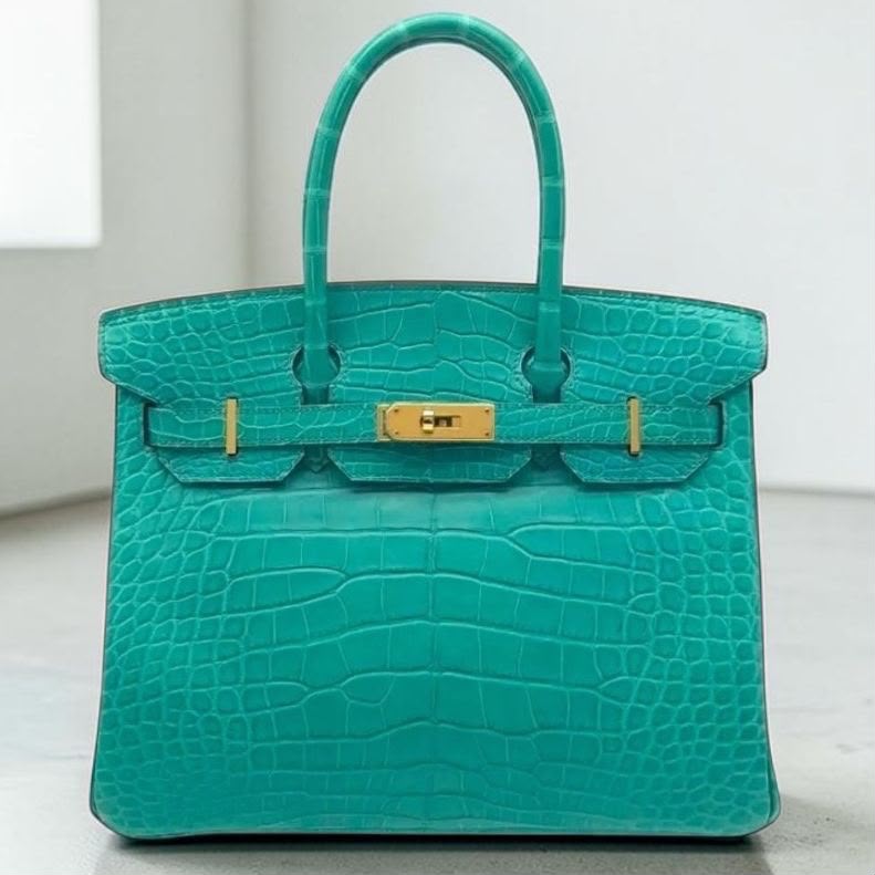 Hermes Birkin 30 Paon Matte Alligator Gold hardware