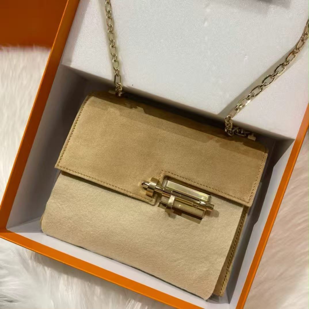 Hermes mini Verrou Kraft grizzly Permabrass hardware