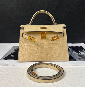 Hermes Mini Kelly 20 Trench Matte Alligator Gold hardware