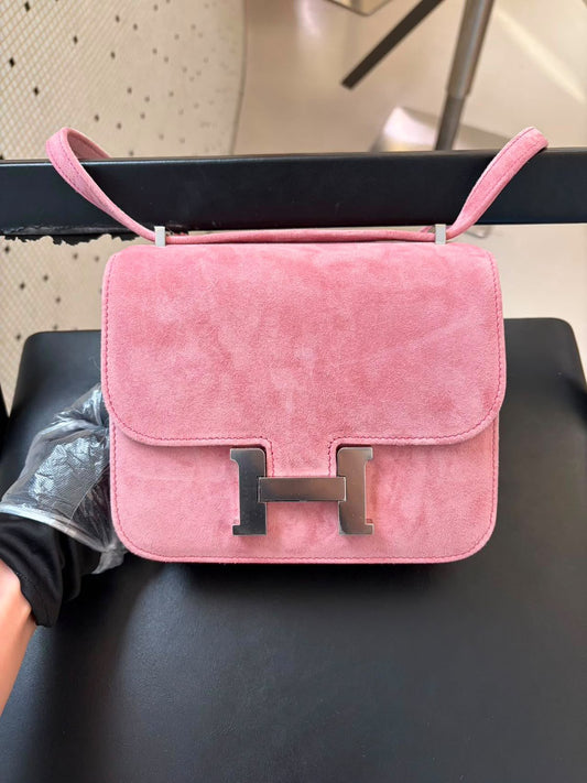 Hermes Mini Constance Rose Indien Doblis Palladium hardware