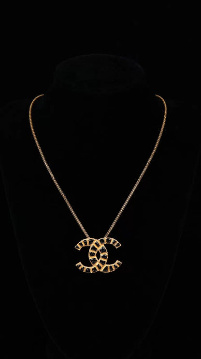 Chanel 19 Black Gold CC Pendant Necklace