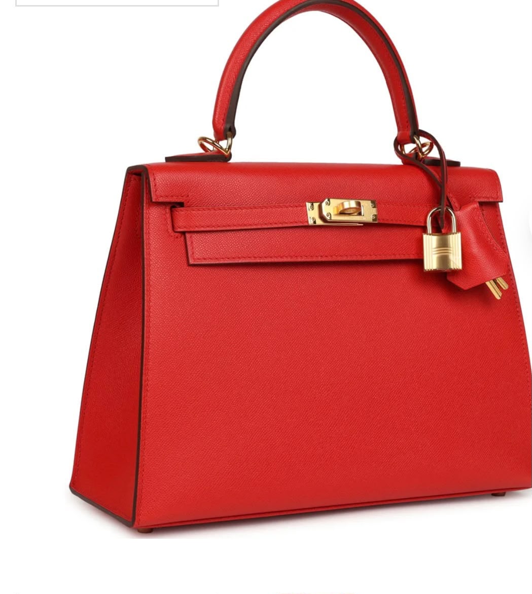 Hermes Kelly 25 Rouge de Coeur Epsom Gold hardware