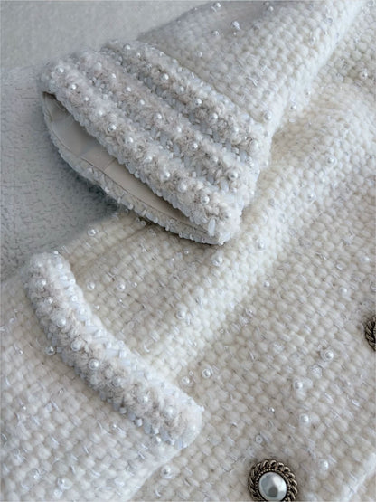 Chanel 18A Off-White Tweed Woven Jacket