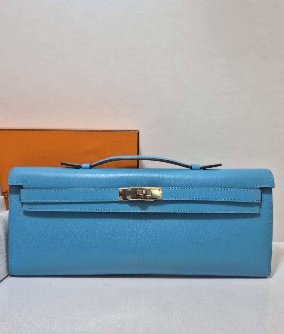 Hermes Kelly cut Blue Azteque Chevre Palladium hardware