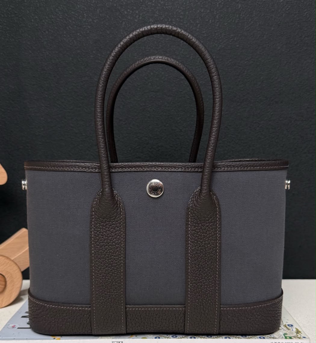 Hermes garden party mini toile - Ardoise x Bai brun